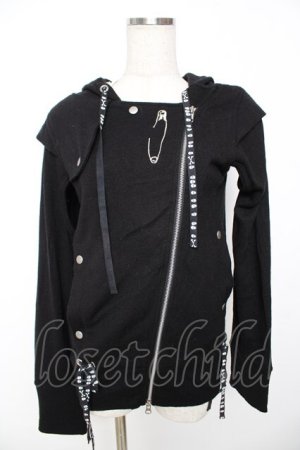 画像: Sixh / 安ピン刺繍ニットフードパーカー  黒 Y-25-11-22-117-HN-TO-SZ-ZY