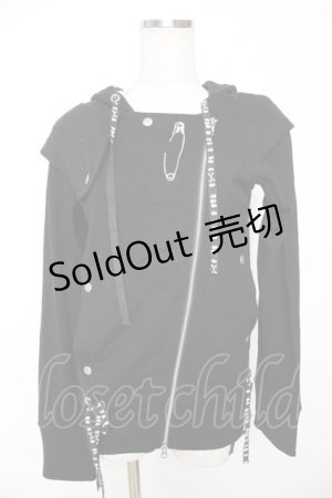 画像: Sixh / 安ピン刺繍ニットフードパーカー  黒 Y-25-11-22-117-HN-TO-SZ-ZY