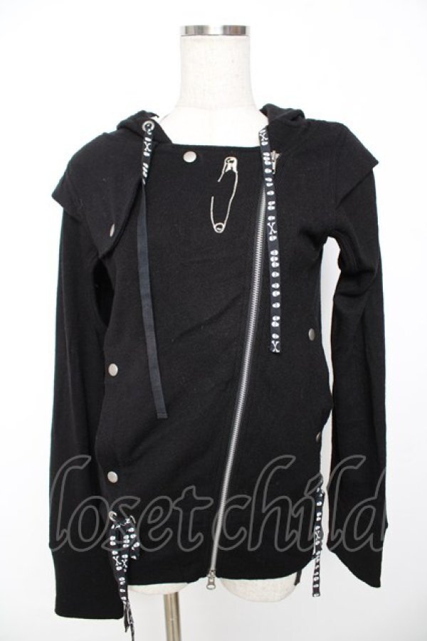 画像1: Sixh / 安ピン刺繍ニットフードパーカー  黒 Y-25-11-22-117-HN-TO-SZ-ZY (1)