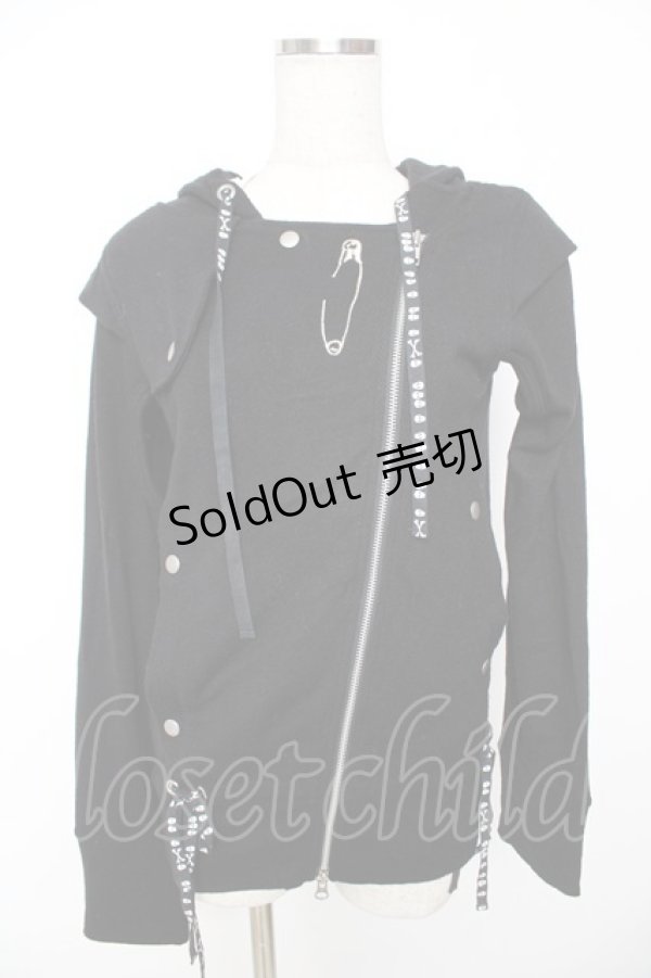 画像1: Sixh / 安ピン刺繍ニットフードパーカー  黒 Y-25-11-22-117-HN-TO-SZ-ZY (1)