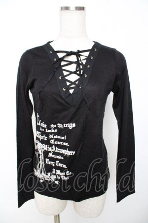 画像: PEACE NOW / レースアップpt入りニットソー M 黒 Y-25-11-22-118-PU-TO-SZ-ZY