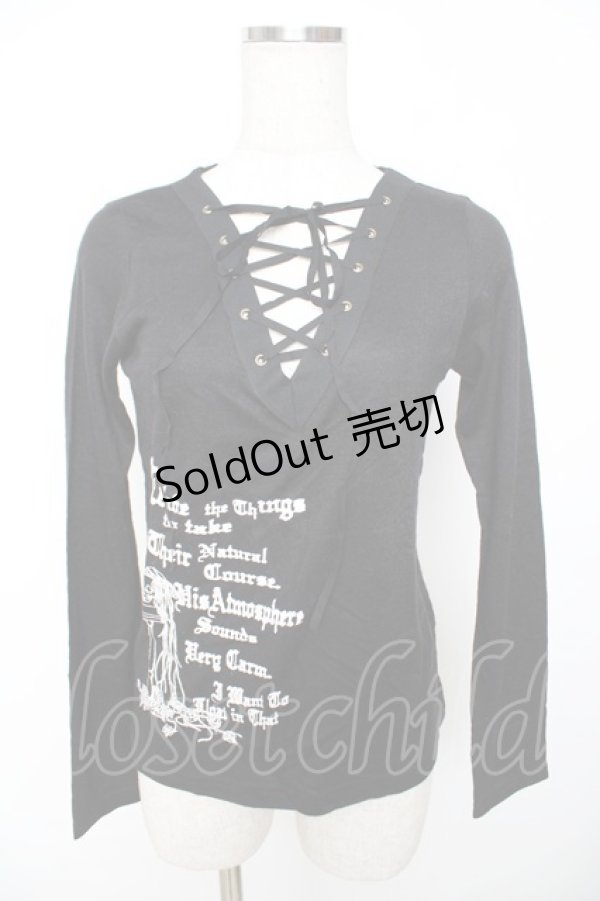 画像1: PEACE NOW / レースアップpt入りニットソー M 黒 Y-25-11-22-118-PU-TO-SZ-ZY (1)