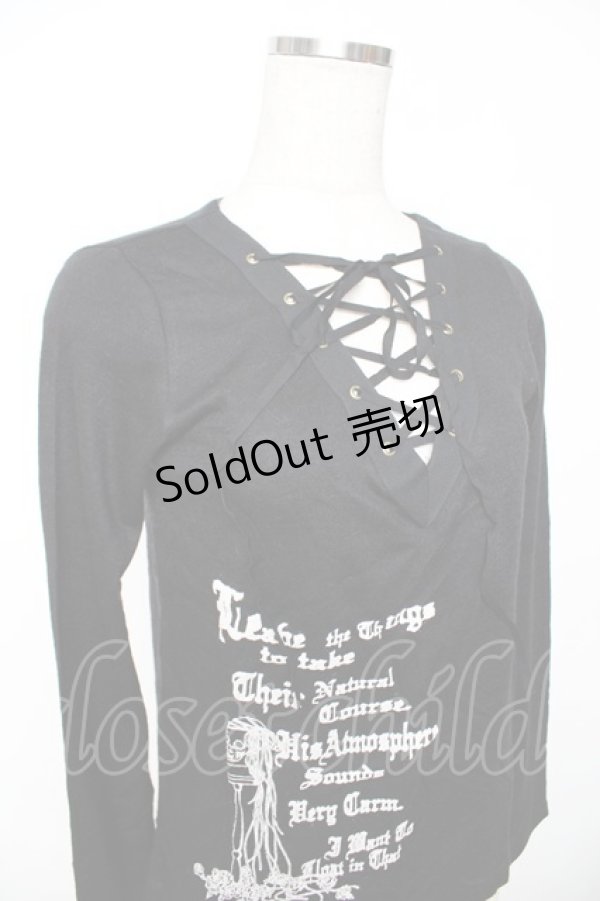画像3: PEACE NOW / レースアップpt入りニットソー M 黒 Y-25-11-22-118-PU-TO-SZ-ZY (3)