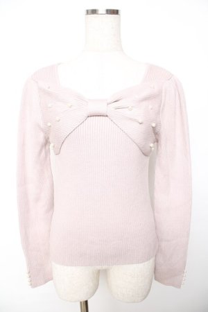 画像: evelyn / リボン付きニット  ピンク Y-25-11-22-123-LO-TO-SZ-ZY