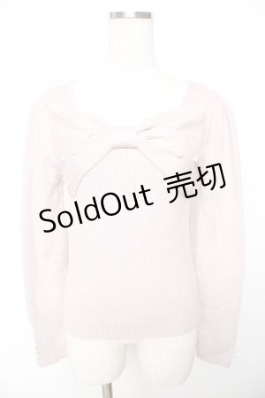 画像: evelyn / リボン付きニット  ピンク Y-25-11-22-123-LO-TO-SZ-ZY