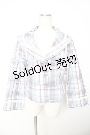 画像: Virally / 星名桜子 チェックフリルジャケット LL サックス Y-25-11-22-125-LO-JA-SZ-ZY