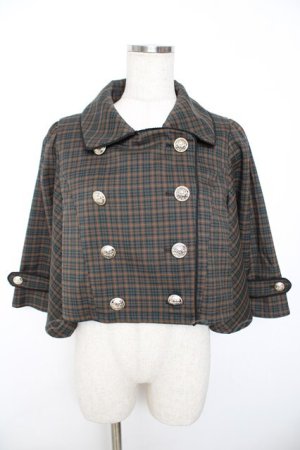 画像: axes femme POETIQUE / ダブルボタンケープジャケット  グリーン Y-25-11-22-127-AX-JA-SZ-ZY