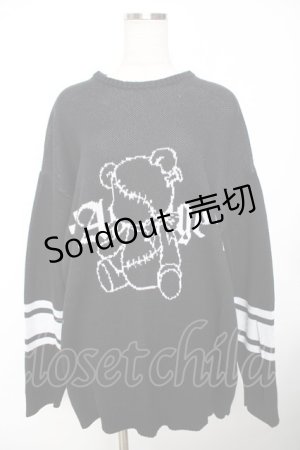 画像: Amilige / ベアプリントニット  黒 Y-25-11-22-132-PU-TO-SZ-ZY