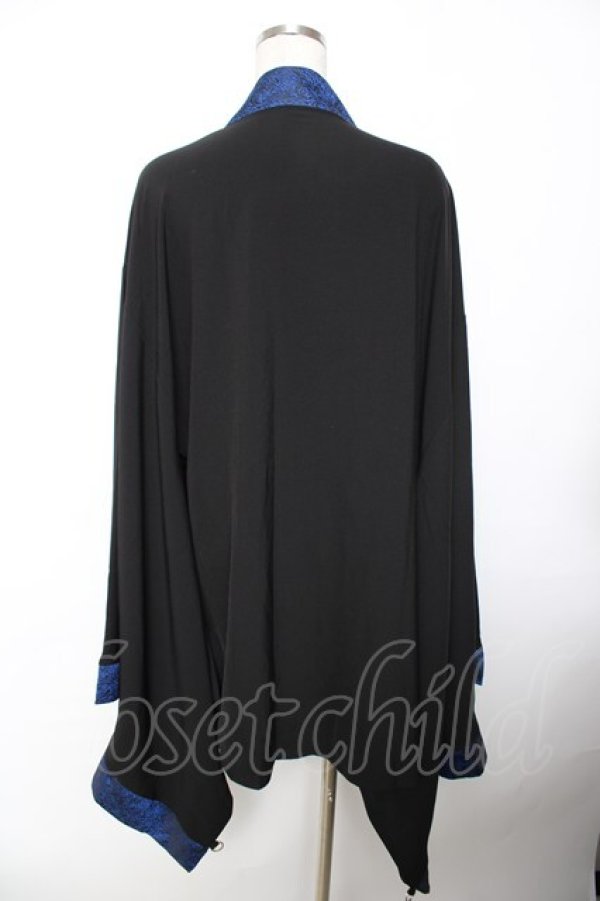 画像2: rezen / タッセル付きジャガード切替羽織  黒 Y-25-11-22-134-LO-TO-SZ-ZY (2)