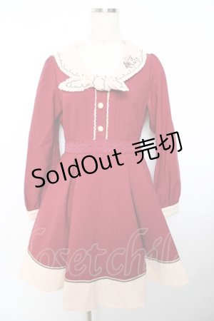 画像: axes femme / 刺繍入りセーラーワンピース M ワイン Y-25-11-22-144-AX-OP-SZ-ZY