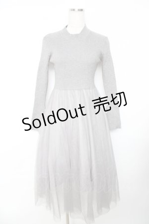 画像: axes femme / チュールドッキングニットワンピース M グレー Y-25-11-22-149-AX-OP-SZ-ZY