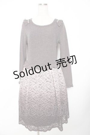 画像: axes femme / レースドッキングワンピース M 茶 Y-25-11-22-150-AX-OP-SZ-ZY