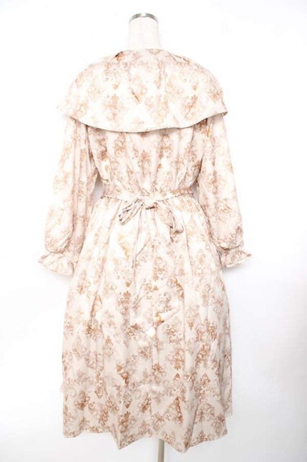 画像2: axes femme Nostalgic / ヴィンテージダマスク柄ワンピース F ベージュ Y-25-11-22-151-LO-OP-SZ-ZI (2)