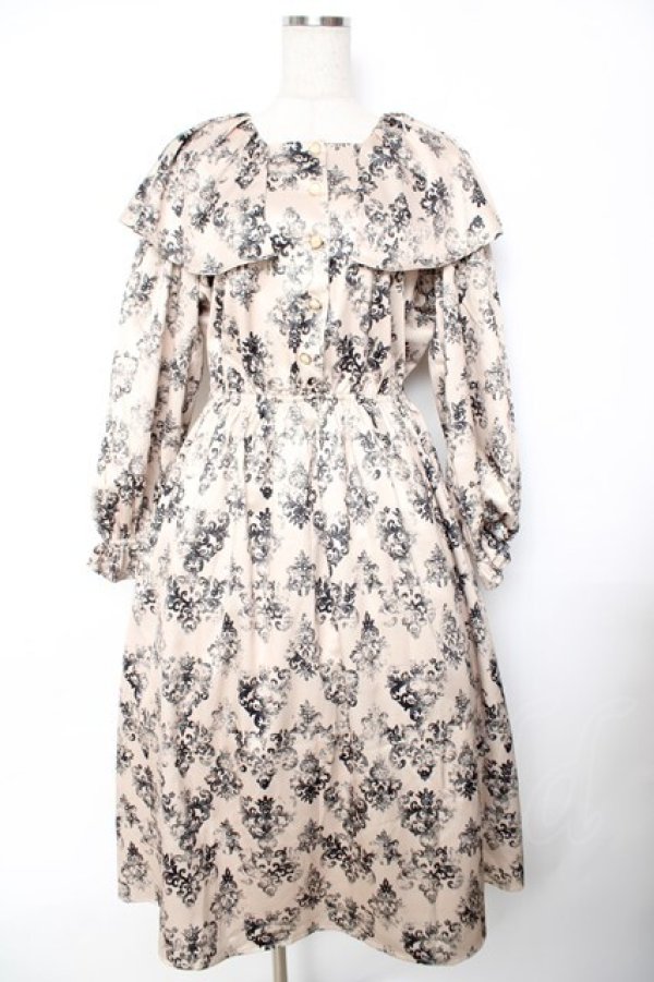 画像1: axes femme Nostalgic / ヴィンテージダマスク柄ワンピース F 黒 Y-25-11-22-152-LO-OP-SZ-ZI (1)