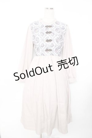 画像: axes femme / チャイナ釦薔薇柄切替ワンピース F ベージュ Y-25-11-22-155-AX-OP-SZ-ZY