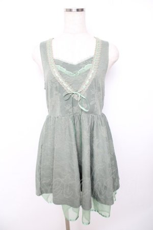 画像: axes femme / バラ柄ふくれジャガードチュニ M グリーン Y-25-11-22-169-AX-TO-SZ-ZY