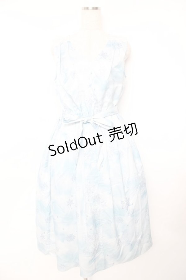 画像1: axes femme / トゥインクルスノー柄ワンピース F サックス Y-25-11-22-172-AX-OP-SZ-ZY (1)