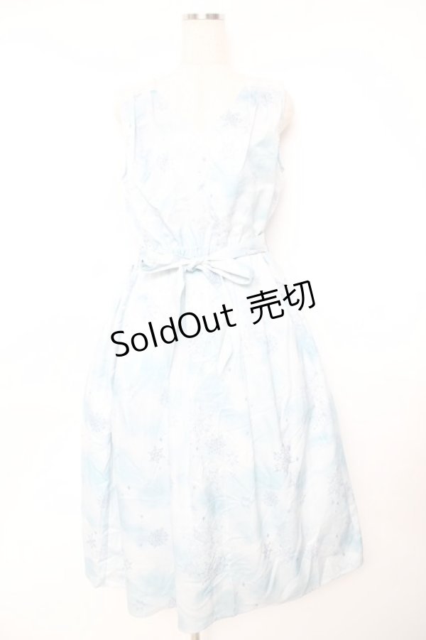 画像2: axes femme / トゥインクルスノー柄ワンピース F サックス Y-25-11-22-172-AX-OP-SZ-ZY (2)