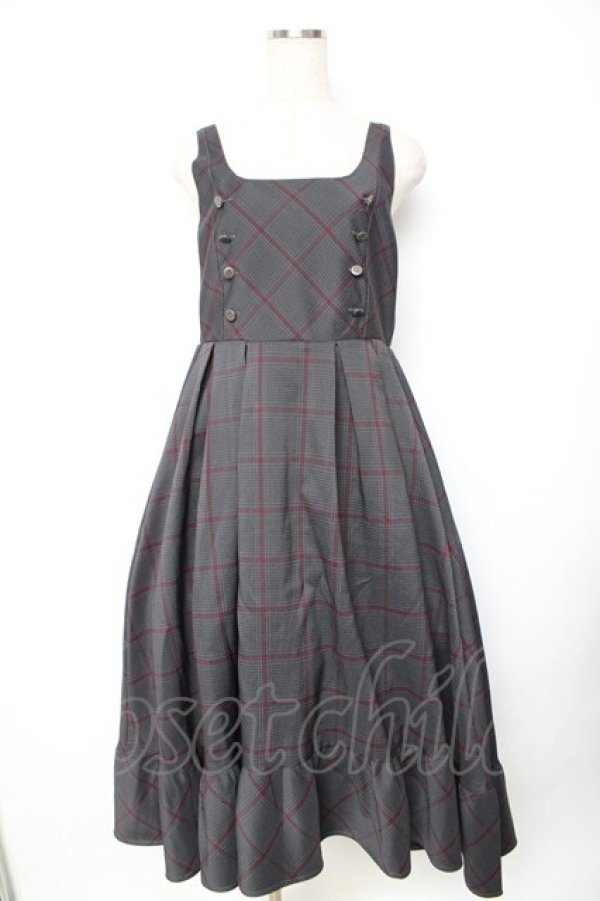 画像1: axes femme / W釦フィッシュテールジャンパースカート M グレー Y-25-11-22-182-AX-OP-SZ-ZI (1)