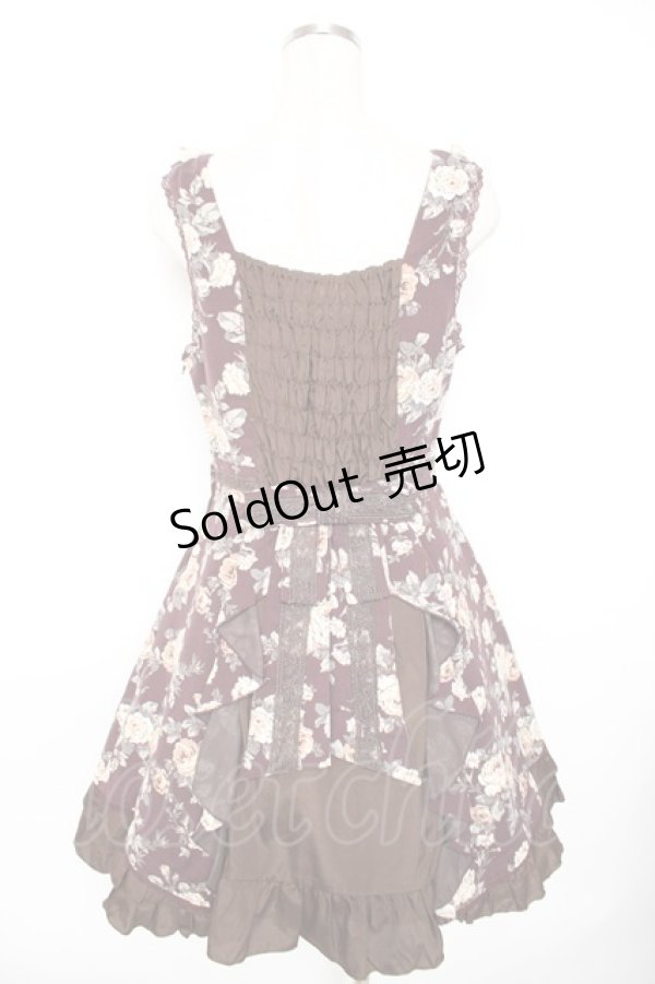 画像2: axes femme / 総バラ柄Backリボンワンピース M ワイン Y-25-11-22-183-AX-OP-SZ-ZI (2)