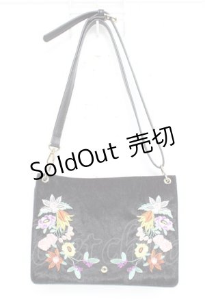 画像: axes femme / ベロア刺繍ショルダー  黒 Y-25-11-22-025-AX-BG-SZ-ZY