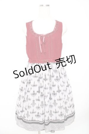 画像: axes femme / シャンデリア柄切替ワンピース M ワイン Y-25-11-22-185-AX-OP-SZ-ZY