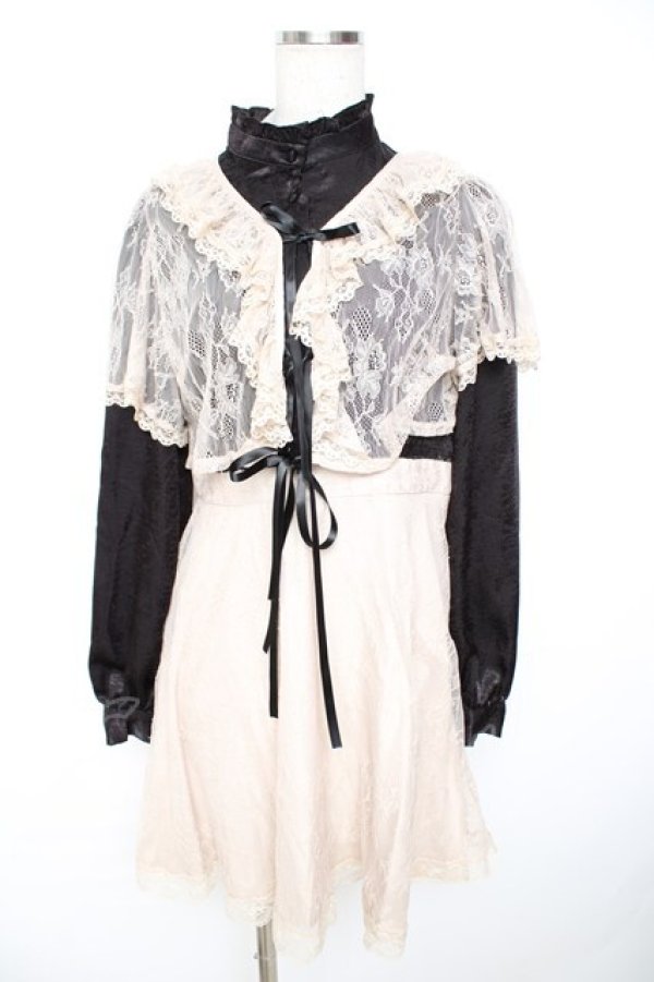 画像1: Bubbles / レース切替ワンピース  黒 Y-25-11-22-188-CA-OP-SZ-ZY (1)