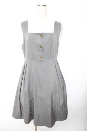 画像: Fi.n.t / スクエアネックエンブレム釦ジャンパースカート  グレー Y-25-11-22-190-CA-OP-SZ-ZY