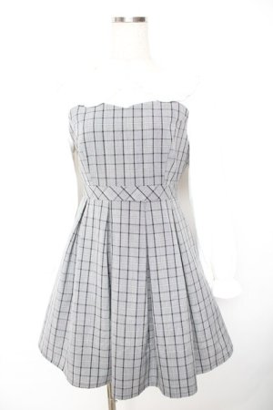 画像: evelyn / チェックビジューワンピース  グレー Y-25-11-22-201-LO-OP-SZ-ZY