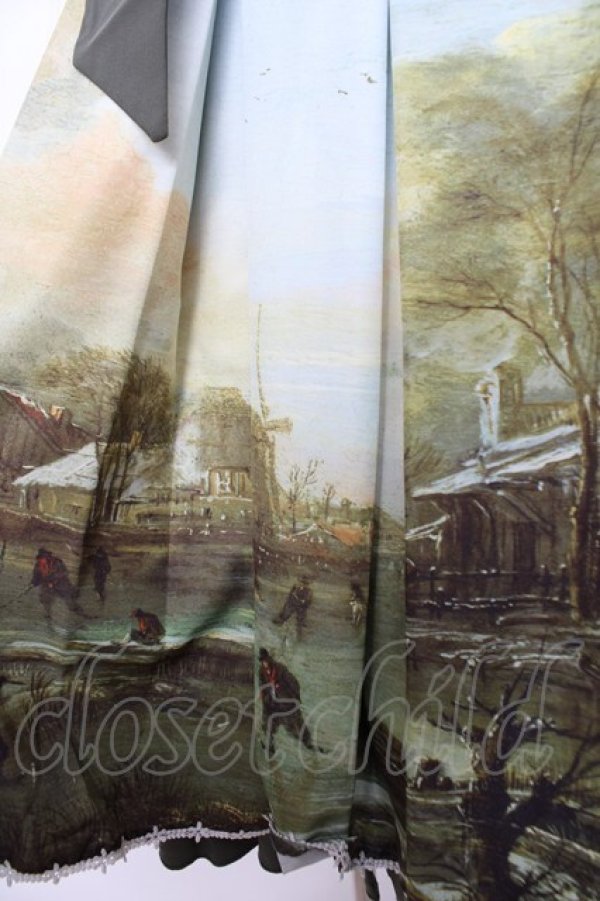 画像3: With Puji / 油絵プリントワンピース M グリーン Y-25-11-22-207-EL-OP-SZ-ZY (3)