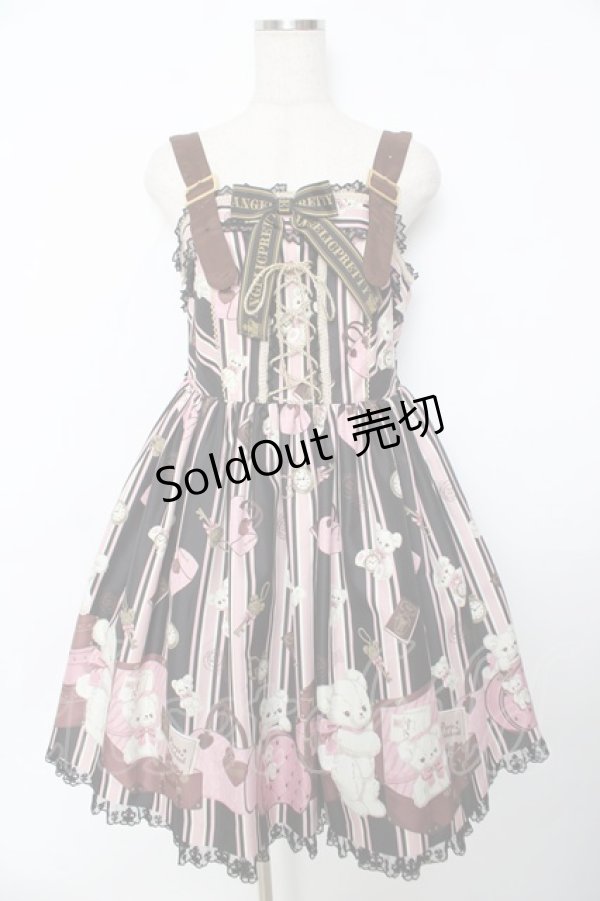 画像1: Angelic Pretty / Travelくまちゃんベルトジャンパースカート  黒 Y-25-11-22-209-AP-OP-SZ-ZS (1)