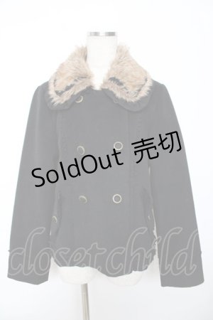 画像: axes femme / 襟ファーショートコート M 黒 Y-25-11-22-217-AX-CO-SZ-ZY