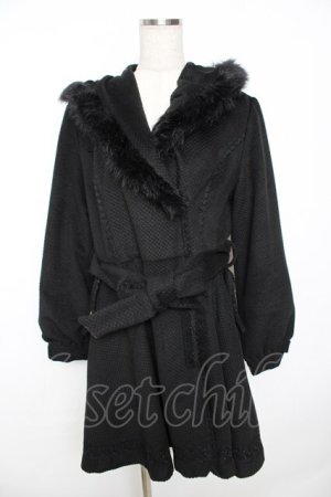 画像: axes femme / 裾レース使いフード付きコート M 黒 Y-25-11-22-218-AX-CO-SZ-ZY