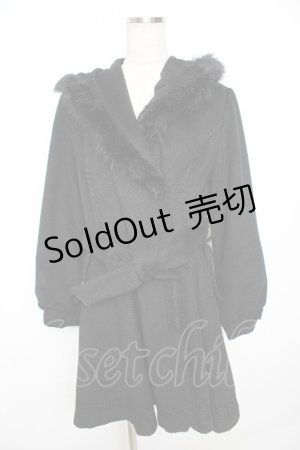 画像: axes femme / 裾レース使いフード付きコート M 黒 Y-25-11-22-218-AX-CO-SZ-ZI