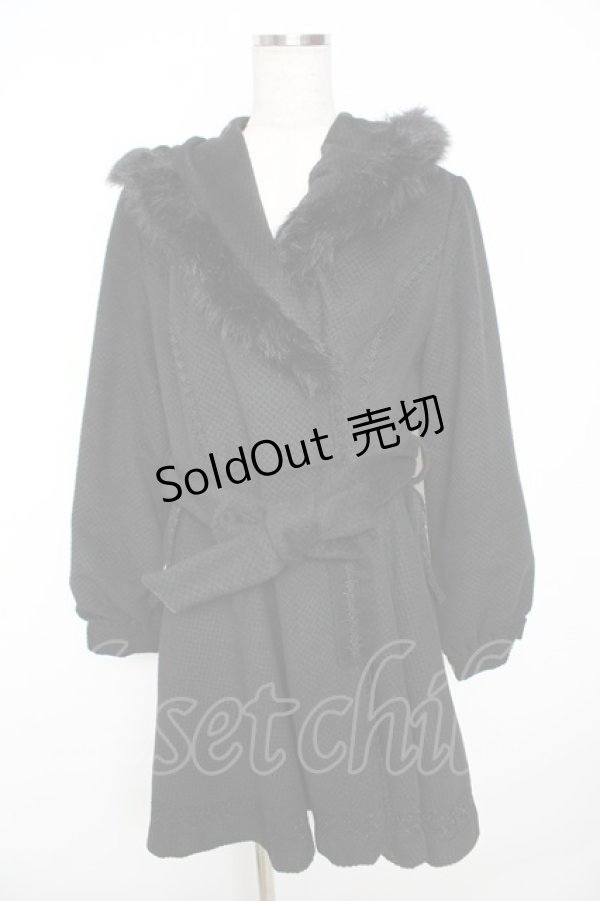 画像1: axes femme / 裾レース使いフード付きコート M 黒 Y-25-11-22-218-AX-CO-SZ-ZI (1)