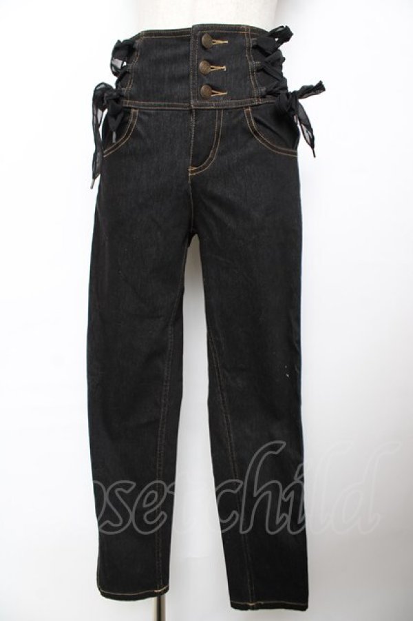 画像1: axes femme POETIQUE / ハイウエストレースアップパンツ S 黒 Y-25-11-22-230-AX-PA-SZ-ZI (1)