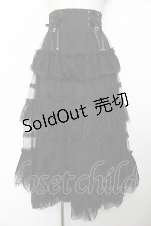 画像: Rojita / ハートロングチュールスカート  黒 Y-25-11-22-232-LO-SK-SZ-ZY