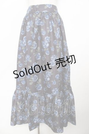 画像: axes femme Nostalgic / 配色ローズ柄ロングスカート F 黒 Y-25-11-22-238-LO-SK-SZ-ZI