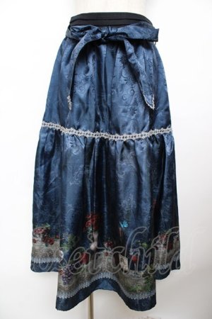 画像: axes femme / ワイン柄スカート F 紺 Y-25-11-22-243-AX-SK-SZ-ZY