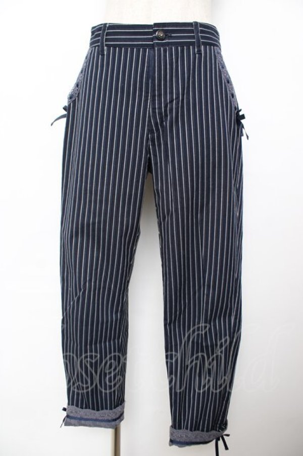 画像1: axes femme / ストライプパンツ M 紺 Y-25-11-22-247-AX-PA-SZ-ZI (1)