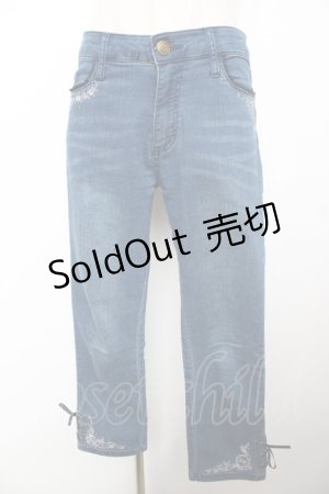 画像: axes femme / ちょうちょ刺繍デニムパギンス L ウォッシュ Y-25-11-22-248-AX-PA-SZ-ZI