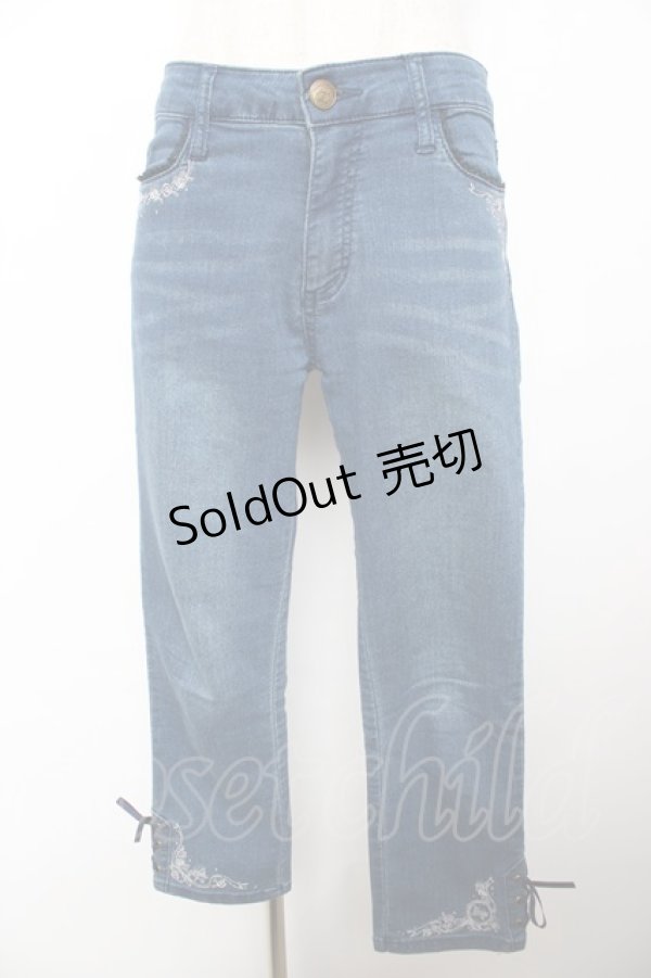 画像1: axes femme / ちょうちょ刺繍デニムパギンス L ウォッシュ Y-25-11-22-248-AX-PA-SZ-ZI (1)