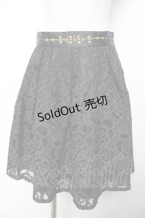 画像1: axes femme / ウエストビジューオパールスカート M 黒 Y-25-11-22-249-AX-SK-SZ-ZI (1)