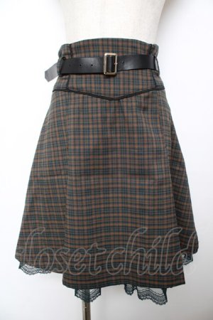 画像: axes femme POETIQUE / ベルト付タックミニスカート  グリーン Y-25-11-22-257-AX-SK-SZ-ZY