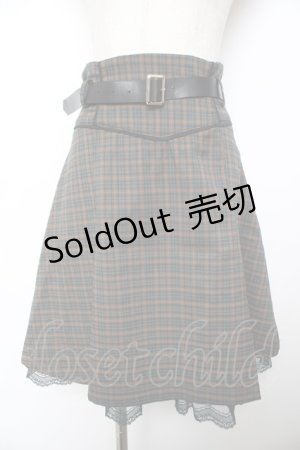 画像: axes femme POETIQUE / ベルト付タックミニスカート  グリーン Y-25-11-22-257-AX-SK-SZ-ZY