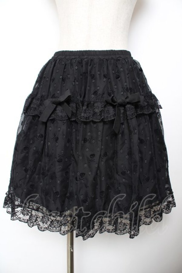 画像1: PUTUMAYO / スカル×ドットシフォンスカート F 黒 Y-25-11-22-263-PT-SK-SZ-ZY (1)