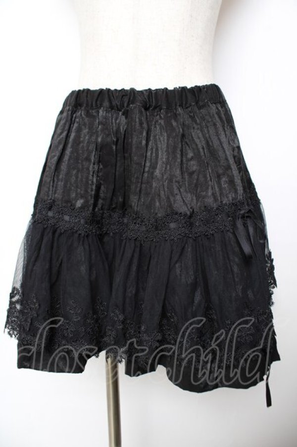画像1: BPN / チュールフラワーカットワークレーススカート M 黒 Y-25-11-22-264-GO-SK-SZ-ZY (1)