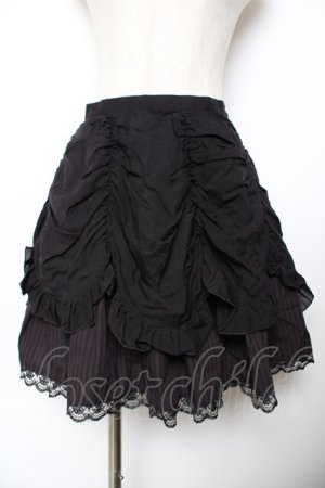 画像: BPN / ドレープスカート M 黒×ワインストライプ Y-25-11-22-265-GO-SK-SZ-ZY