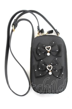 画像: Rojita / ハートビジューリボンマルチミニショルダー  黒 Y-25-11-22-030-LO-BG-SZ-ZY