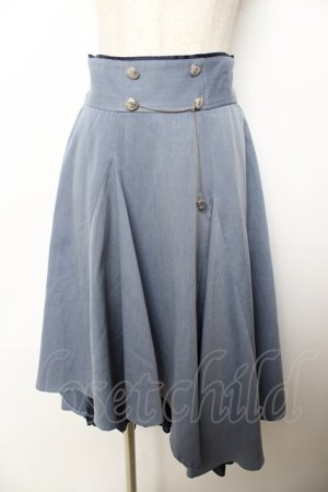 画像: axes femme / アシメ×フレアミディスカート  ブルー Y-25-11-22-270-AX-SK-SZ-ZY